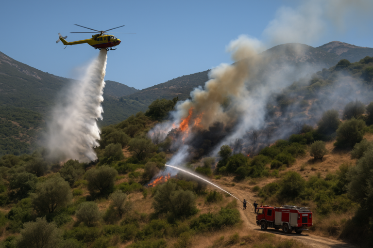 Πυροσβεστική επιχείρηση σε ορεινές περιοχές