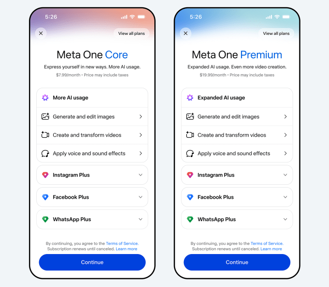 Meta One: Η Meta επεκτείνει τις συνδρομές με νέα πακέτα τεχνητής νοημοσύνης σε Instagram, Facebook και WhatsApp