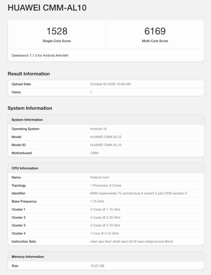 Huawei Mate 90 Pro Max: Άλμα επιδόσεων στο Geekbench 7 με τον νέο Kirin 9050 Pro